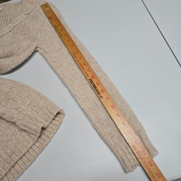 NSF Cable Knit Sweater Womens Medium Beige Alpaca Wool V‑Neck Hand Loomed - Picture 8 of 10